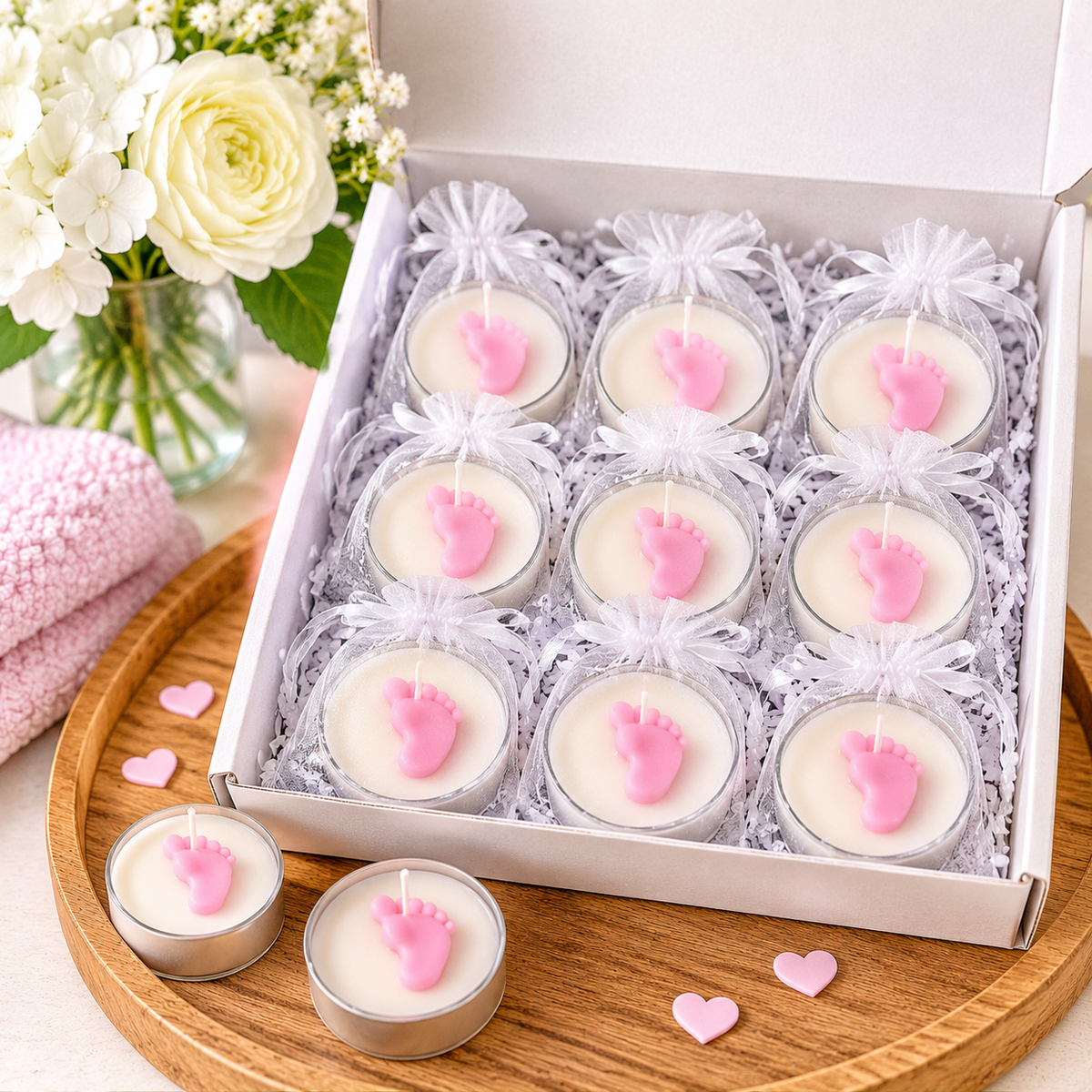 Baby Feet Tea Lights - Pink