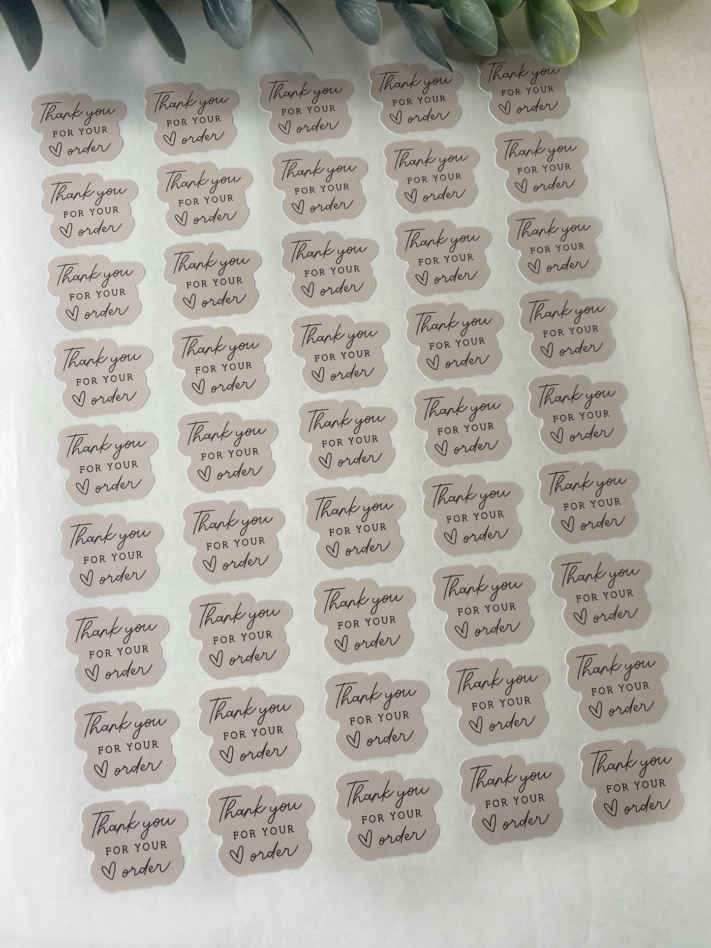 Natural Beige Thankyou For Your Order Stickers