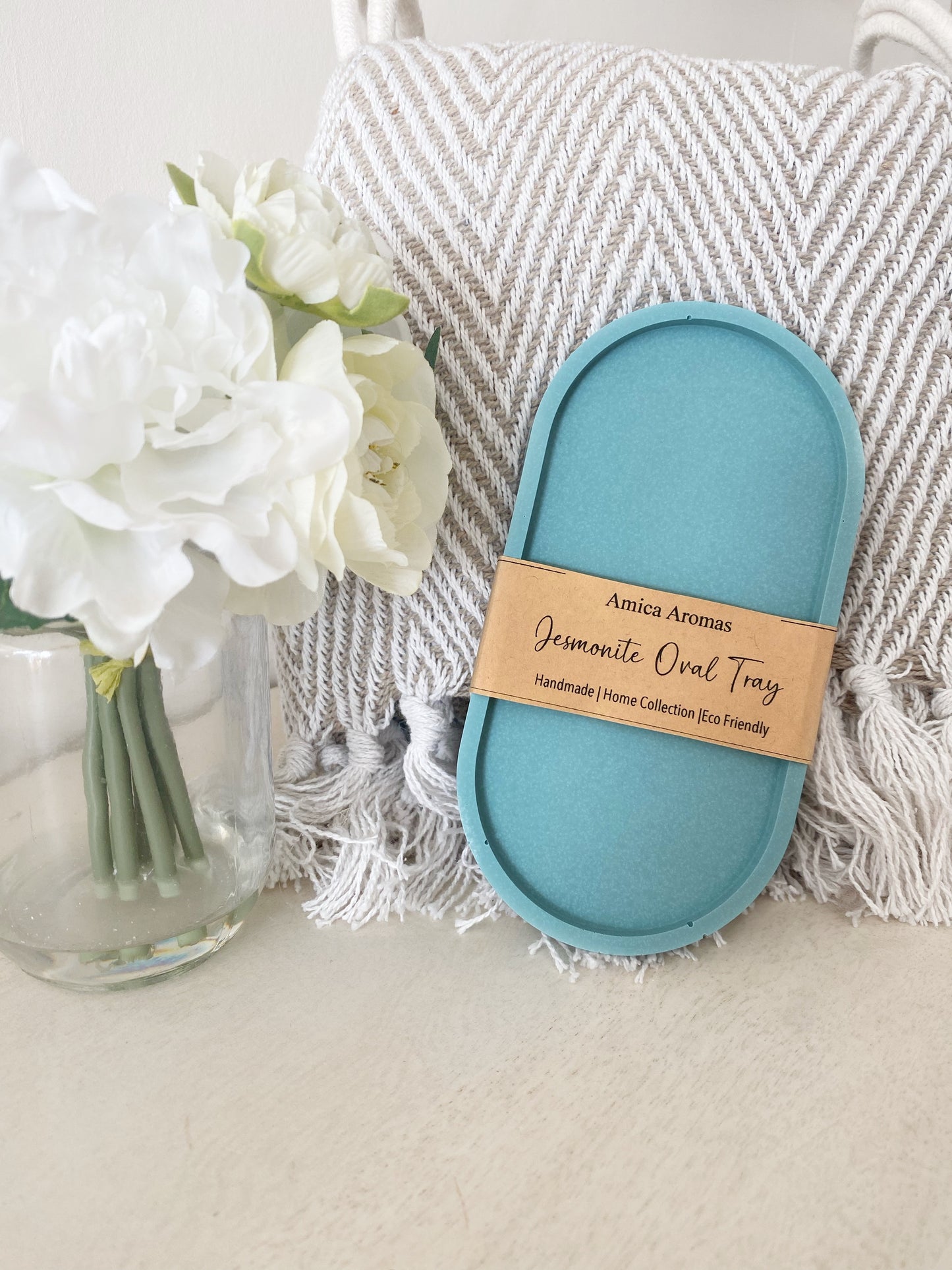 Jesmonite Oval Tray - Teal