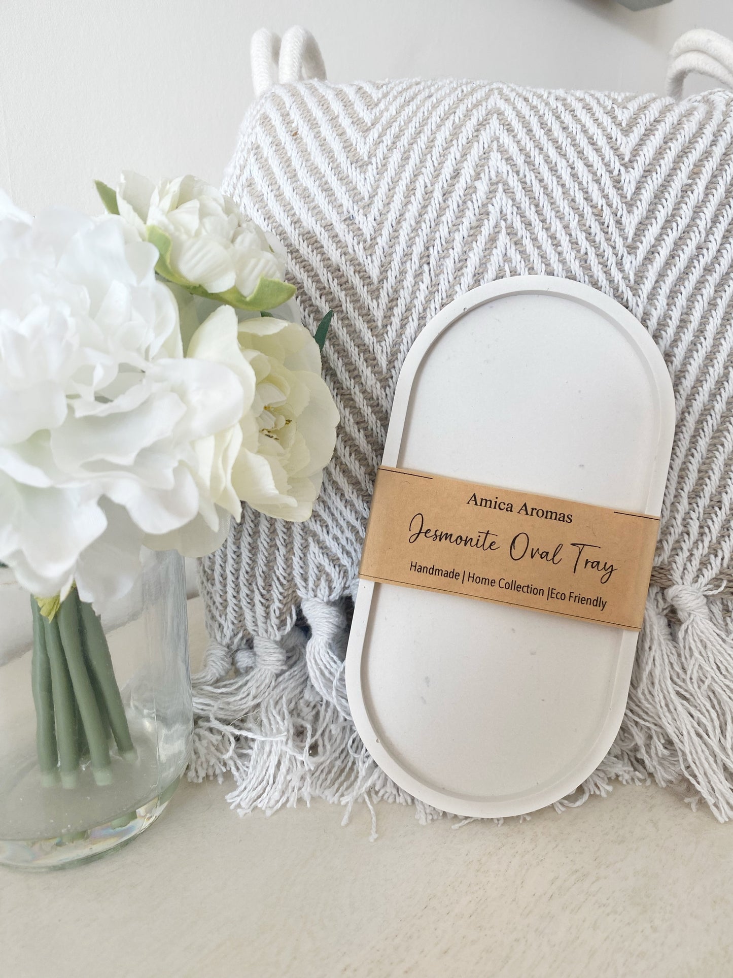 Jesmonite Oval Tray - Stone