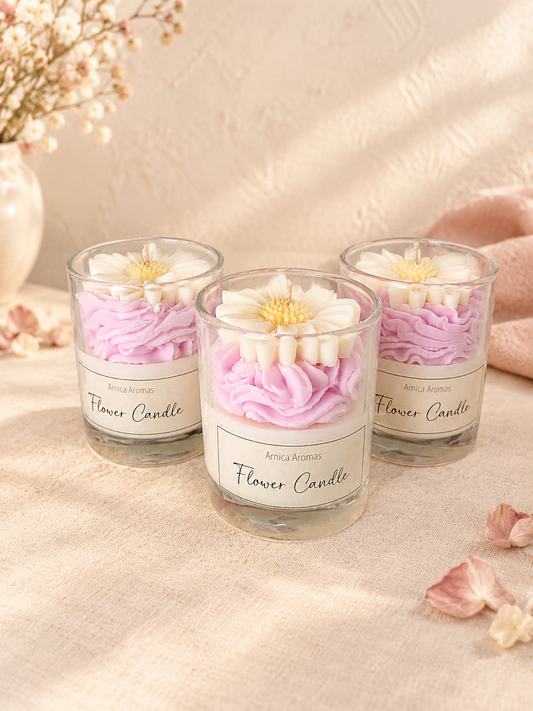 Frosted Daisy Candle