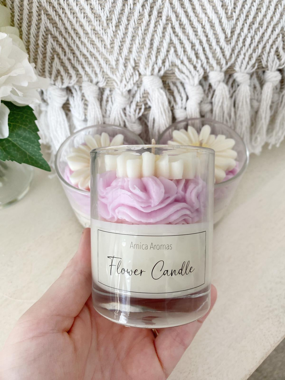 Frosted Daisy Candle