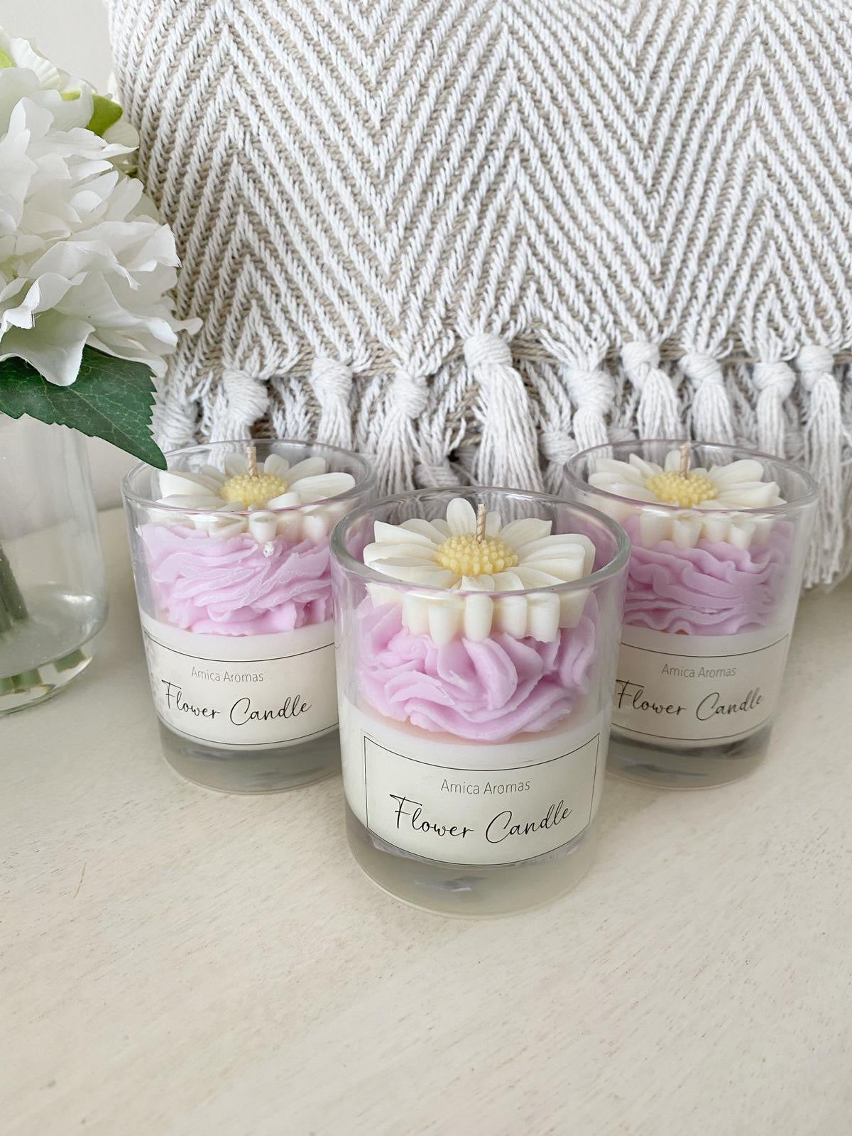 Frosted Daisy Candle