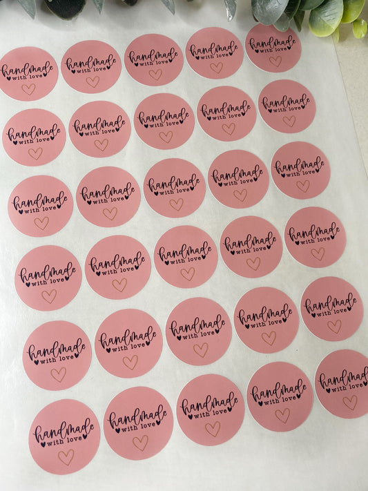 Pink - Handmade With Love Stickers