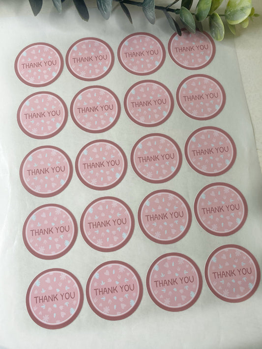 Pink Thankyou Stickers